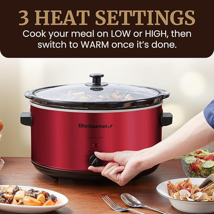 Elite Gourmet MST-900RXT# Electric Ceramic XL Jumbo Slow Cooker, Adjustable Temp