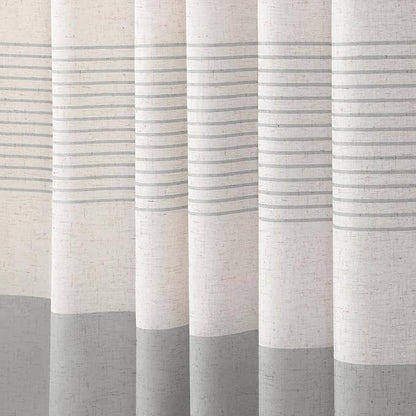 XOGUIBO Grey Shower Curtain Farmhouse Linen Striped Shower Curtains for Bathroom with Tassel 72 X 84