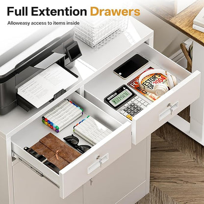 Metal Storage Cabinet with 2 Drawers 36" H