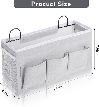 2pcs 3-Pockets Large Wall Hanging Organizer Bag, Linen Fabric Door Hanging Storage Baskets with Pockets, Waterproof Bin for Kitchen, Bedroom, Office, RV Camper