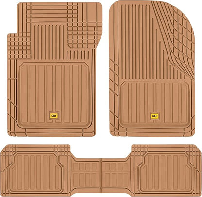 Cat® ToughLiner™ Beige Car Floor Mats - Heavy Duty Trim to Fit Floor Mats for Trucks - All-Weather Truck Accessories & Odorless Rubber Automotive Floor Mats - Car Mats & SUV Floor Liners for Car
