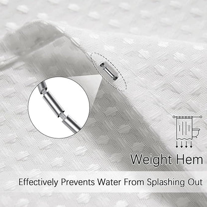 PANGSINNE Modern Shower Curtain for Stall - Water Repellent Waffle Textured 256GSM Heavy Duty Half Size Shower Curtains for Bath Tubs, Hotel Quality Narrow Bath Curtain Set with 6 Hooks, 36Wx72H