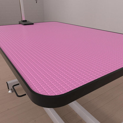 Hydraulic Dog Pet Grooming Table, 42 Inch Heavy Duty Z Lift Structure Professional Dog Grooming Table Suitable for Large Dogs at Home with Adjustable Arms, Clamps and 2 Grooming Noose, Pink