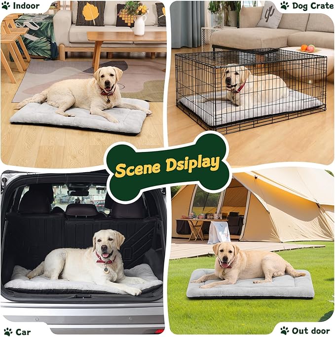 ZENGAOOU Washable Dog Bed for Crate, Ultra Soft Plush Kennel Mat for Medium Large Dogs, Non Slip Cushion for Metal Dog Crates, Indoors or Travel, 36 x 23 Inch, Grey