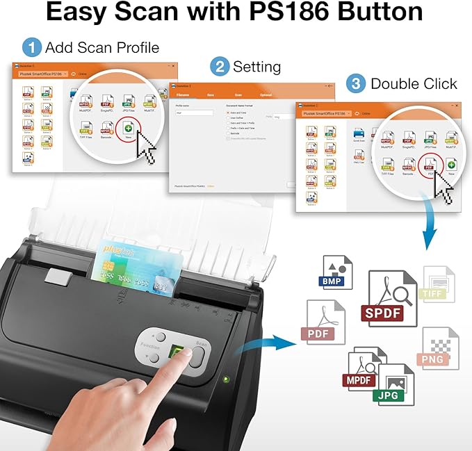 Plustek PS186 Desktop Document Scanner,