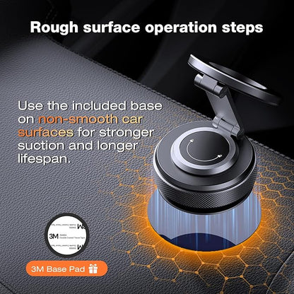 Magnetic Phone Holder for Car, Aerospace Aluminum iPhone Mount with 3200gf Magnet & 80LBS Vacuum Suction, 360° Adjustable Dashboard Mount Compatible with MagSafe iPhone 17 Pro Max/16/15/14/13