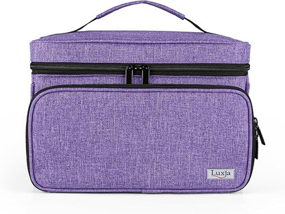 LUXJA Medicine Bag with 2 Detachable Clear Pouches, Pill Bottle Organizer with Detachable Dividers (Suitable for Home or Travel Use), Purple