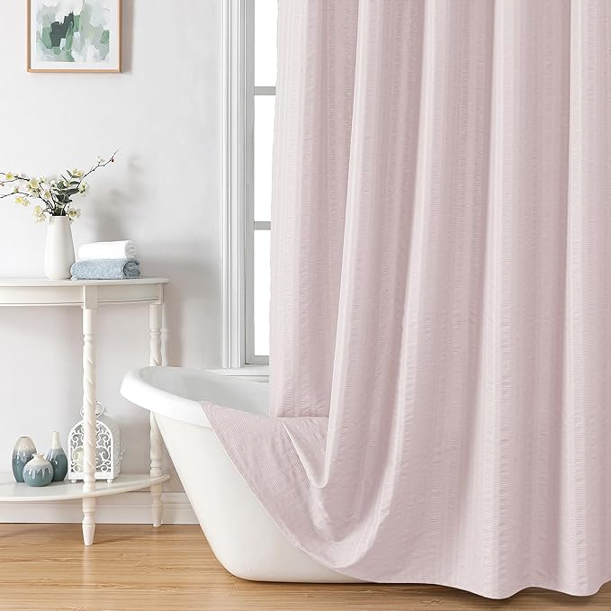 Aiyufeng Moga Pink Shower Curtain, Pink Bathroom Curtain with Textured, Embossed Fabric Shower Curtain, Hotel Quality Bathroom Shower Curtains, 72 x 72 Inches
