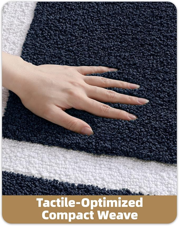 Color&Geometry Bathroom Rugs, Water Absorbent and Quick Dry Microfiber Bath Rugs-16"x24", Non-Slip, Machine Washable, Extra Soft Plush Bath Mats for Bathroom, Laundry Room, Blue White