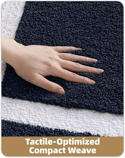 Color&Geometry Bathroom Rugs, Water Absorbent and Quick Dry Microfiber Bath Rugs-16"x24", Non-Slip, Machine Washable, Extra Soft Plush Bath Mats for Bathroom, Laundry Room, Blue White