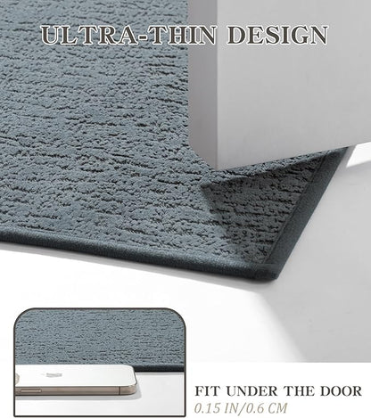 chakme Bathroom Rug Sets 2 Piece, Ultra Thin Bath Mat Quick Dry Bath Mat Set, Absorbent Bath Mat for Bathroom Non Slip Machine Washable, (Light Blue, 2 Piece)