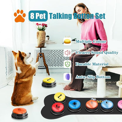 Dog Buttons for Communication Starter Pack 8 Dog Talking Button Set, 30s Voice