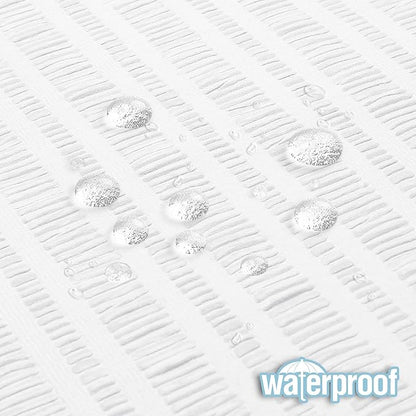 Aiyufeng Moga White Extra Long Shower Curtain 72 x 84, 3D Embossed Textured Fabric Shower Curtain for Bathroom, Water Repellent, Machine Washable, White