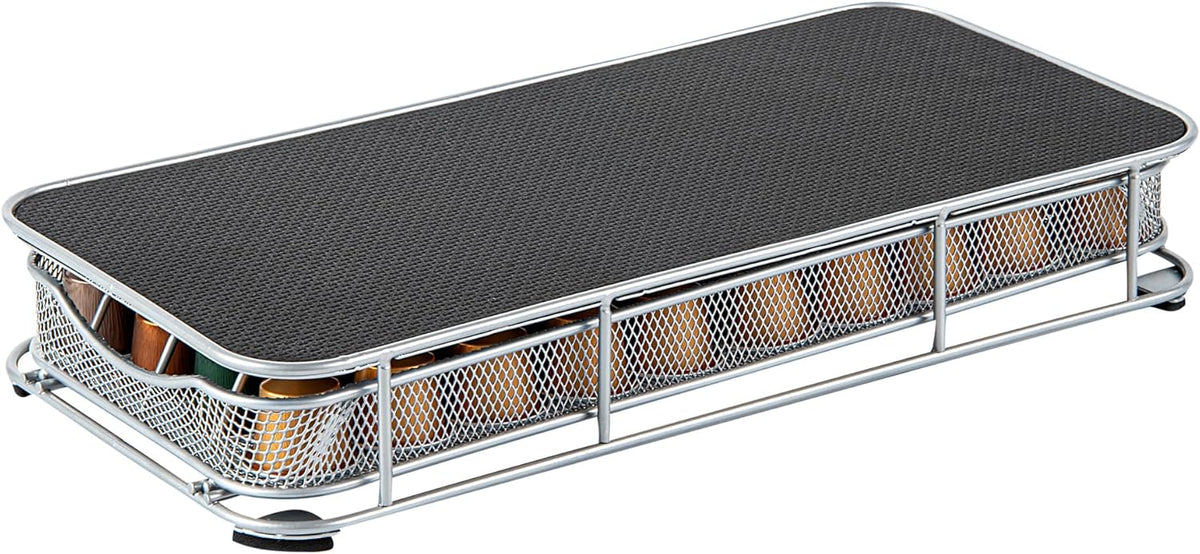 Restaurantware Restpresso 14.8 x 7.3 x 2.4 Inch Coffee Capsule Drawer 1 Heavy-Duty Pod Drawer - Holds 40 Nespresso Capsules Grip Top Iron Espresso Pod Organizer Mesh Tray Pods Not Included