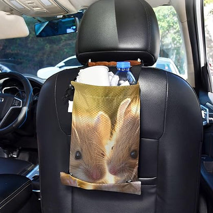 ALAZA Hanging Car Trash Bags Garbage Bag Trash Can for Back Seat Small Mice Cute Washable Storage Bag Retractable 2 Pack