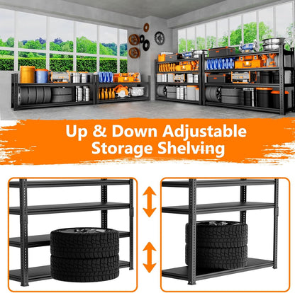 Storage Shelves Heavy Duty, 48"L x 18"W x 72"H Garage Storage Shelves Unit Loads 3700LBS, 5-tier Adjustable Metal Industrial Utility Shelf Rack for Kitchen, Laundry Room, Pantry, Warehouse, Basement
