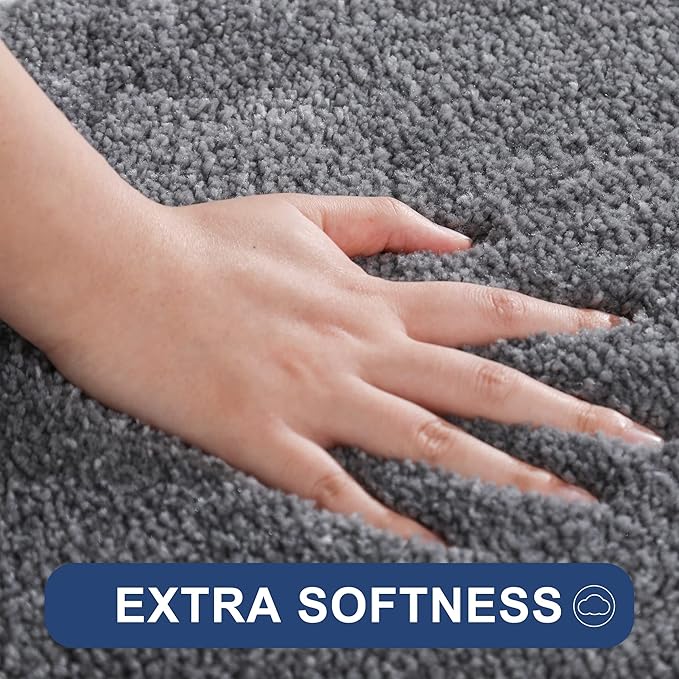 COSY HOMEER Bath Rugs for Bathroom Extra Thick - Anti-Slip Bath Mats Soft Plush Yarn Shaggy 100% Strong Mirco Polyeste Mat Living Room Bedroom Mat Floor Water Absorbent(Dark Grey,20x32 - Inches)