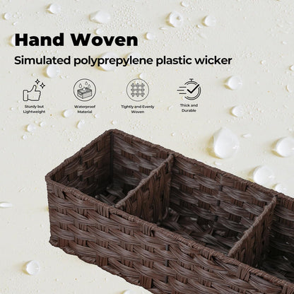 GRANNY SAYS Bathroom Baskets for Organizing, Wicker Baskets for Shelves, Toilet Storage Basket with Dividers, Small Basket for Organizing, Brown, 2-Pack