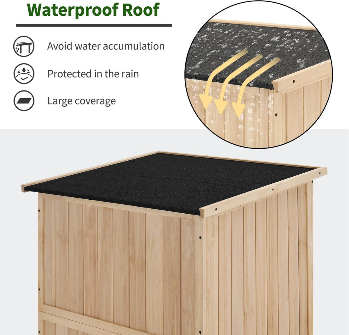 MCombo 30" Deep Wood Sheds & Outdoor Storage, Outside Garden Tool Cabinet Shed with Removable Shelf, Outdoor Storage Cabinet Shed Waterproof for Patio 0786 (Natural)