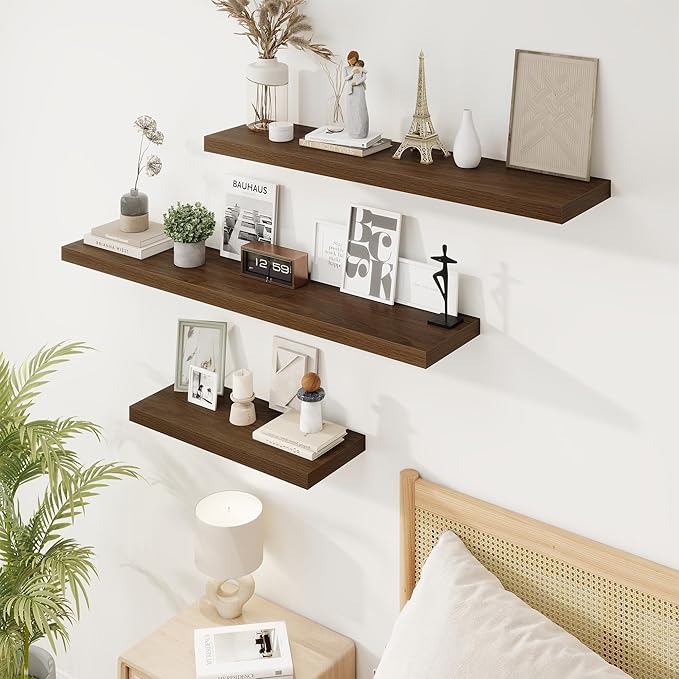 32in Floating Shelves for Wall, 2 Pack Long Wall Mounted Engineered Wood Shelves