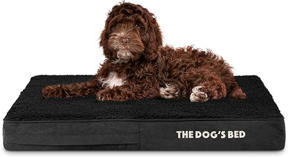 The Dog’s Bed Orthopedic Memory Foam Dog Bed, Medium Black Plush, Pain Relief for Arthritis, Hip & Elbow Dysplasia, Post Surgery, Lameness, Supportive, Calming, Waterproof Washable Cover