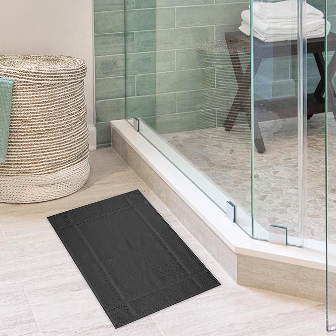 Ample Decor Cotton Bath Mats 24 X 17 Inches, 1350 GSM Oeko Tex Certified Solid Construction Thick & Plush, for Bathroom Floor, Shower – Grey