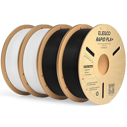 ELEGOO Rapid PLA Plus Filament 1.75mm Black & White 4KG, PLA+ 3D Printer