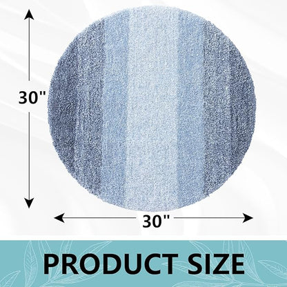 Arotive Microfiber Bathroom Rugs, Shaggy Soft and Absorbent Bath Rug, Non-Slip, Thick Plush Machine Washable Dry Bath Mats for Bathroom, Tub and Shower, 30x30, Light Blue, Round