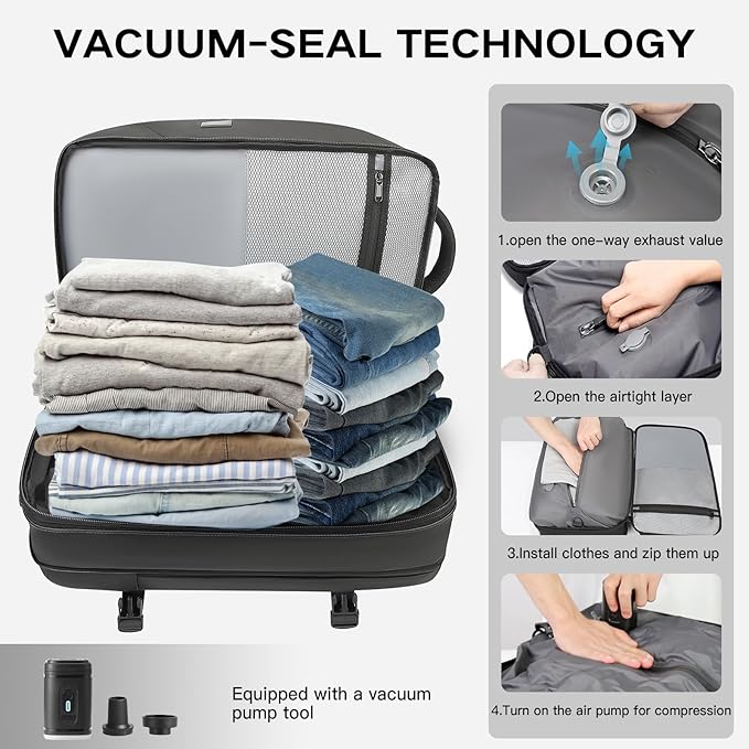 Vacuum Seal Travel Backpack 45L Expandable Air Compression System Water