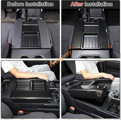 Car Center Console Armrest Protector Cover Compatible with Toyota Tundra 2022+ & Sequoia 2023+, Central Armrest Seat Storage Box Cover Cushion Lid Protector Pad Waterproof Anti-Scratch ABS Accessories