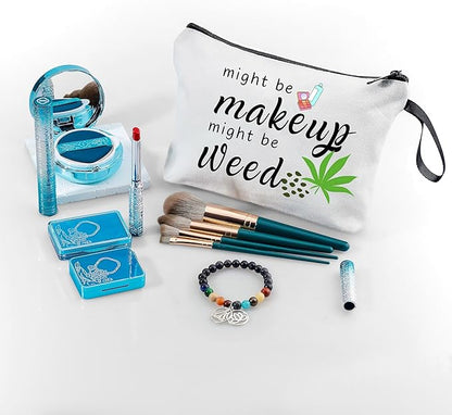 ARIOSEY Weed Accessories Gifts,Might Be Makeup Might Be Weed,Preteen Girl Gifts,Girls Funny Makeup Cosmetic Bag Friendship Gifts for Women,Christmas