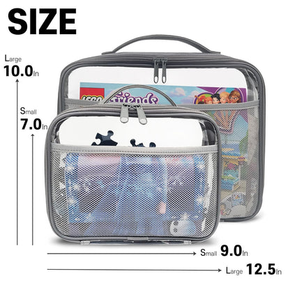 holay 4 Packs PVC Zippered Blocks Set, Toy, Clay, Board game Storage Organizer Case (Name Tag, Manual Pocket) (Gray, Small)