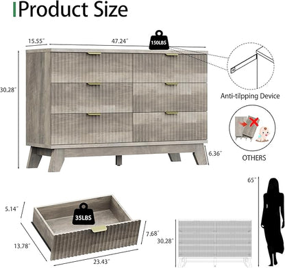 Xixini Fluted Dresser for Bedroom