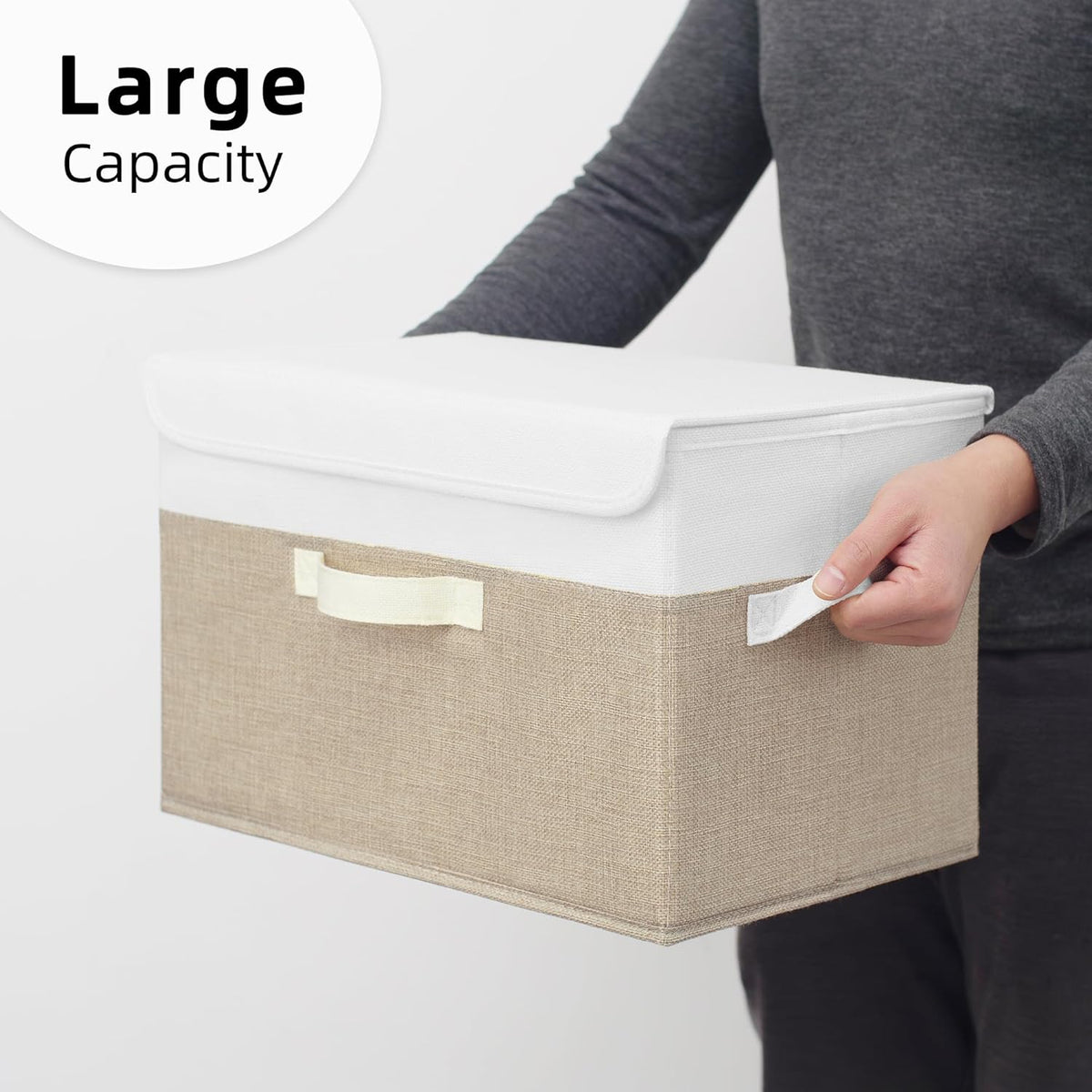 GRANNY SAYS Storage Bins with Lids, Decorative Storage Boxes, Clothes Stoarge Bins, Shelf Baskets, Closet Storage Bins for Clothing, Collapsible Storage and Organization, 2-Pack