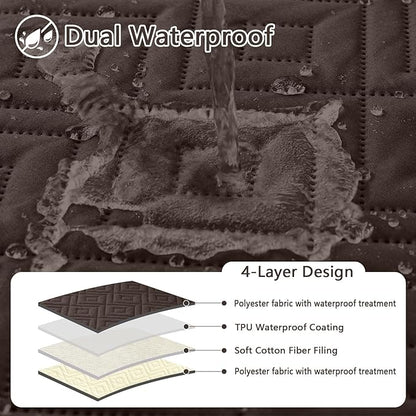 hyha Waterproof Dog Blanket, Soft Dog Bed Cover Pet Blankets, Waterproof Sofa Couch Cover for Dogs Washable, Reversible Pet Couch Covers for Sofa Furniture (82x102 Inch, Chocolate/Beige)