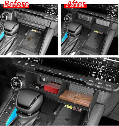 smabee for 2024 2025 2026 Toyota Land Cruiser Prado 250 Center Console Organizer + Cool Box Organizer + Wireless Charging Protective Mat 3PCS (Only Fit Cool Box & Qi Wireless Charger)