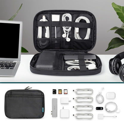 PAVILIA Soft Electronic Organizer Travel Case, Travel Cord Organizer Bag, Small Cable Tech Storage Pouch, Travel Accessories Essentials Must Haves for Mobile Phone, USB, Cord, Charger, Black