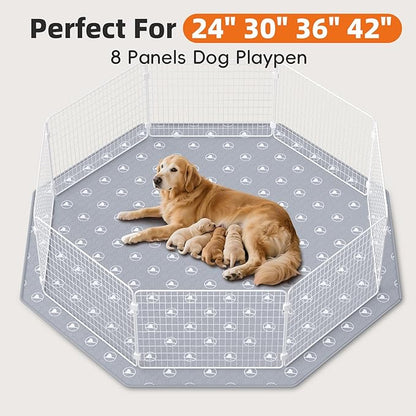 PJYuCien Washable Pee Pads for Dogs 1 Pack, 67" x 26" Octagonal Non-Slip and Leak-Proof Pee Mat, Puppy Training Pads for Whelping, Playpen, Crate, Bed （24/30/36/42'' 8 Panels Pen）