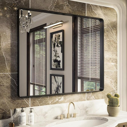ISKM Black Metal Framed Bathroom Mirror