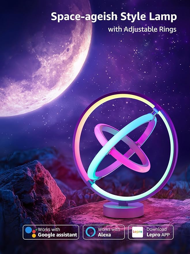 Lepro TB1 AI Smart Table Lamp, RGB+IC Addressable Color Changing Desk Light