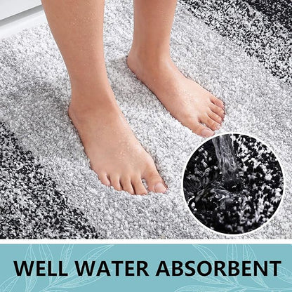 Arotive Microfiber Bathroom Rugs, Shaggy Soft and Absorbent Bath Rug, Non-Slip, Thick Plush Machine Washable Dry Bath Mats for Bathroom, Tub and Shower, 70x24, Black, Rectangular