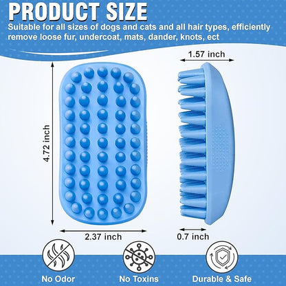 Dog Shampoo Brush & Dog Shower Brush, Upgraded Pet Grooming Bath Brush with Soft Silicone Bristles, Adjustable Handle Massage Comb for Long & Short Hair Dogs and Cats