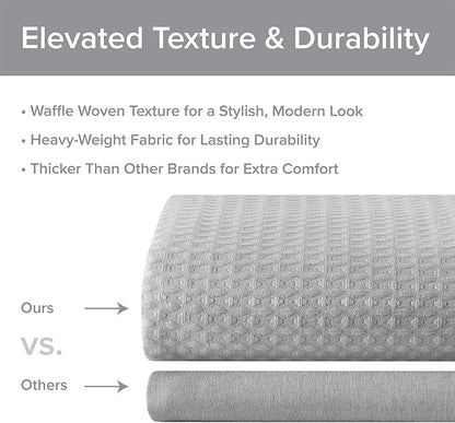 Madison Park Shower Curtain Waffle Weave, Vibrant Dyed, Waffle Shower Curtain 3M Scotchgard Moisture Management, Farmhouse Extra Long Shower Curtains for Bathroom, Extra Long: 72"x84" Grey