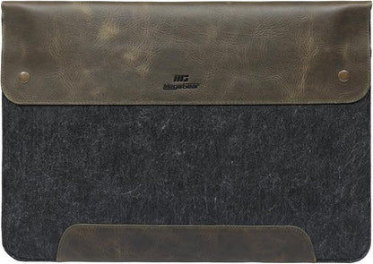 MegaGear Genuine Leather and Fleece MacBook Bag Laptop Sleeve for MacBook Pro and MacBook Air Case 14 Inch - 13 Inch (M4, M3, M2, M2, M1, Pro, Max) 13.3 Inch, iPad Pro 12.9 Inch - 2020 to 2024 Models