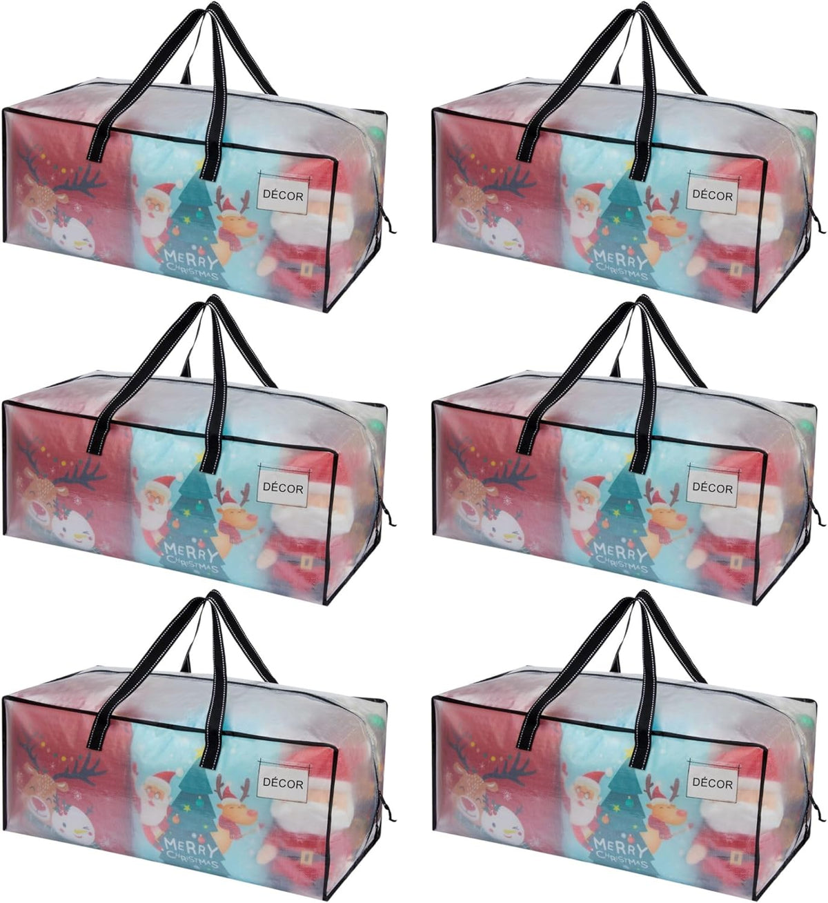 VENO 6 Pack Moving Bags Extra Large Storage Bags for College Move-In, Heavy-Duty Storage Totes, Packing Boxes, and Wardrobe Moving Supplies - Durable Laundry Bags for Clothes (Clear, 6 Pack)