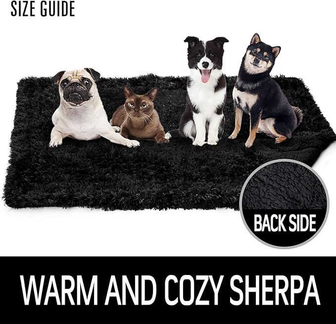 LOCHAS Luxury Fluffy Dog Blanket, Extra Soft and Warm Sherpa Fleece Pet Blankets for Dogs Cats, Plush Furry Faux Fur Puppy Throw Cover, 30''x40'' Black