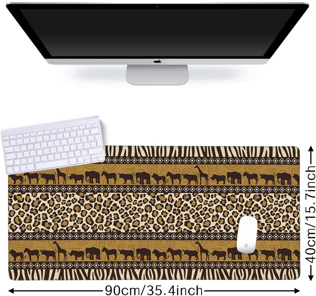 African Style Gaming Mouse Pad XXL Large Desk Mouse Pad Keyboard Mat with Stitched Edges Waterproof Non-Slip Desk Mat for Laptop,Keyboard,Computer 35.4 * 15.7 Inch