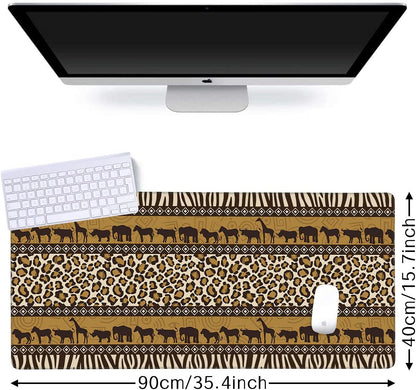 African Style Gaming Mouse Pad XXL Large Desk Mouse Pad Keyboard Mat with Stitched Edges Waterproof Non-Slip Desk Mat for Laptop,Keyboard,Computer 35.4 * 15.7 Inch
