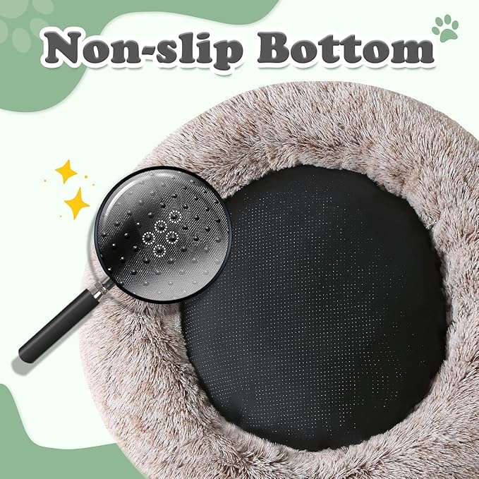 JOLLYVOGUE Dog Bed, Calming Anti-Anxiety Large Dog Bed, Fluffy Donut Cushion for Medium and Large Pets (27"/30"/36")