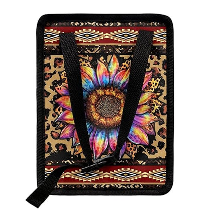 Aztec Sunflower Car Trash Can Auto Garbage Bag with Lid Leak-Proof Car Storage Bag Garbage Bag Hanging for Headrest Portable Vehicle Backseat Organizer
